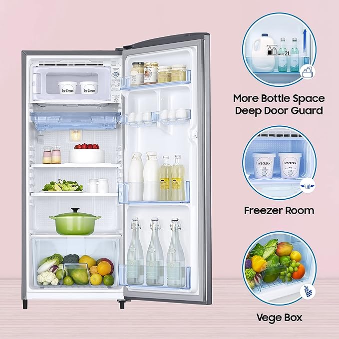 Samsung 183 L 2 Star Digital Inverter Direct Cool Single Door Refrigerator (RR20C2412GS/NL, Gray Silver, 2023 Model)(OPEN BOX) Samsung 183 L 2 Star Digital Inverter Direct Cool Single Door Refrigerator (RR20C2412GS/NL, Gray Silver, 2023 Model)(OPEN BOX)